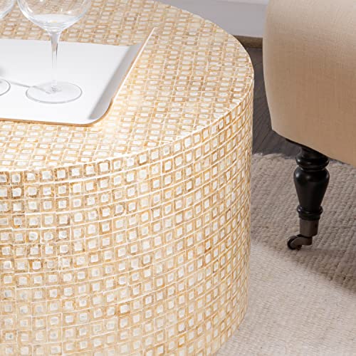Gold Capiz Mosaic Kiro Coffee Table, 30 in x 30 in x 17 in