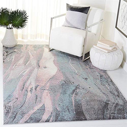 SAFAVIEH Glacier Collection Accent Rug - 2'7" x 5', Pink & Blue, Modern Abstract Design, Non-Shedding & Easy Care, Ideal for High Traffic Areas in Entryway, Living Room, Bedroom (GLA126U)