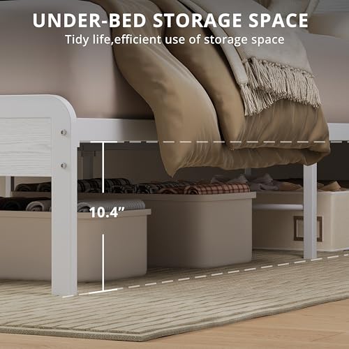 King Size Bed Frame with 2-Tier Storage Shelf Headboard, view 5