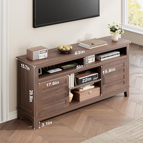 63 Inch TV Stand, Entertainment Center with Adjustable Shelves, view 3