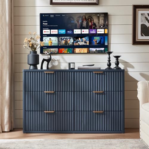 Fluted 6 Drawers Dresser for Bedroom, view 7