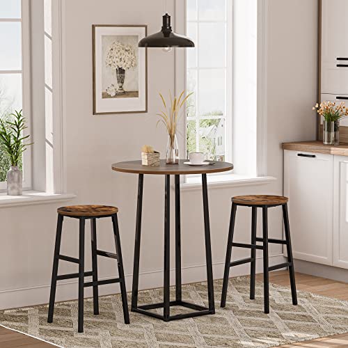 Bar Stools, Set of 2 Round Bar Chairs with Footrest, view 3