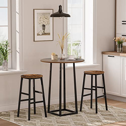 Bar Stools, Set of 2 Round Bar Chairs with Footrest, view 3