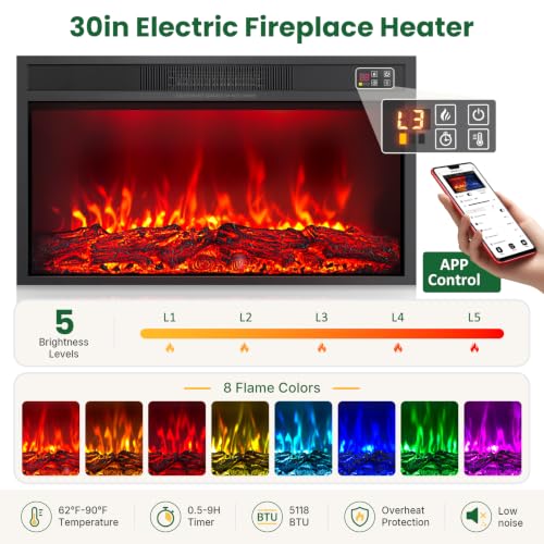 58" Fireplace TV Stand, Marble Finish Electric Fireplace Mantel,Black, view 5