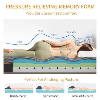 Queen Mattress for Back Pain & Pressure Relief, 14” Gel Memory Foam, view 6