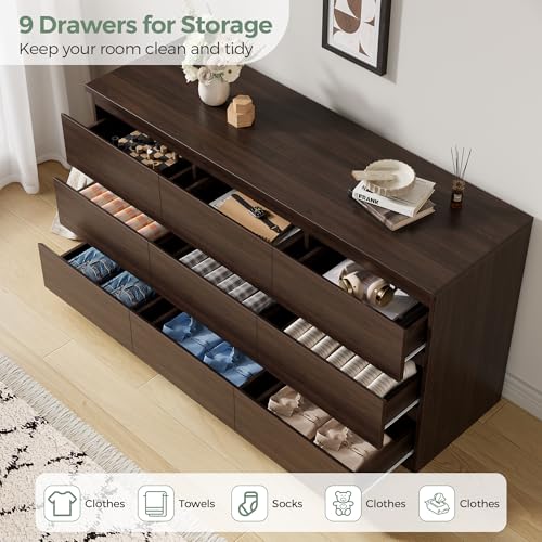Modern 9 Drawer Dresser for Bedroom, Simply Chest of Drawers, view 5
