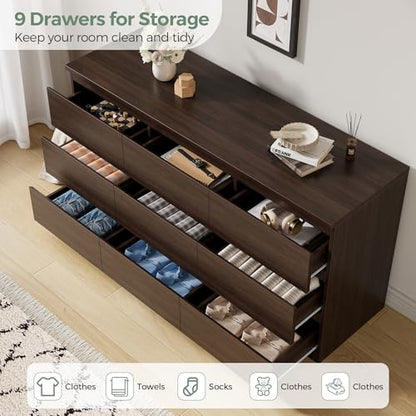 Modern 9 Drawer Dresser for Bedroom, Simply Chest of Drawers, view 5