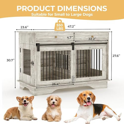 Double Dog Crate Furniture with 2 Drawers, view 3