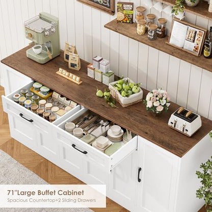71” Large Buffet Cabinet, Sideboard with Adjustable Shelves, view 6