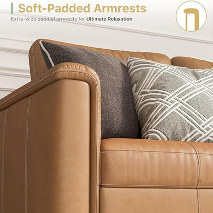 Faux Leather Modular Sectional Sofa with Storage, Mid Century Modern Sectional Couches for Living Room, 113" Wide 9 Seat V Shaped Sectional Couch with Chaise, Brown