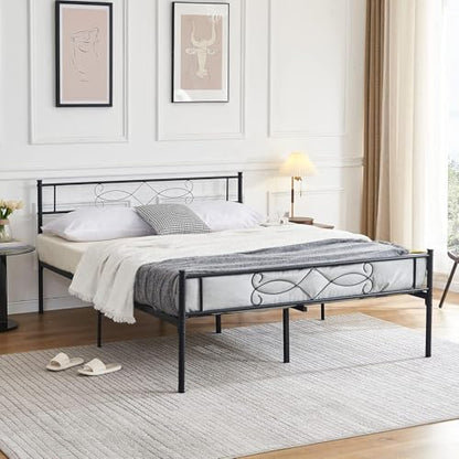 14" Full Size Metal Platform Bed Frame with Headboard, view 6