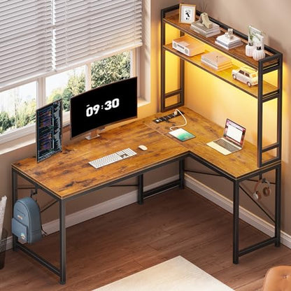 L Shaped Desk with Hutch, 45.3” Reversible Home Office Desk, view 2