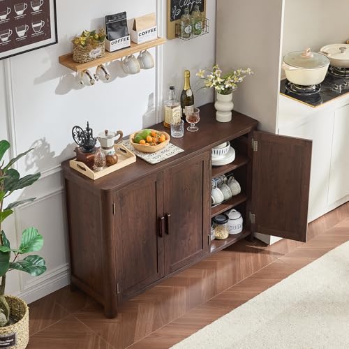 Walnut Sideboard Buffet Cabinet, 46" Arc-Shaped Storage Credenza, view 6