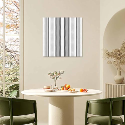 Modern Black and Grey Stripe Canvas Print Wall, Minimalist Trend Vertical Stripes Framed Canvas Art Wall Decor Pictures Painting Artwork for Living Room Bedroom, Ready to Hang, 16" x 16"