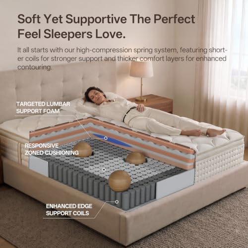 Queen Mattress, 14 Inch Hybrid Mattress with Memory Foam, Medium Firm, view 4