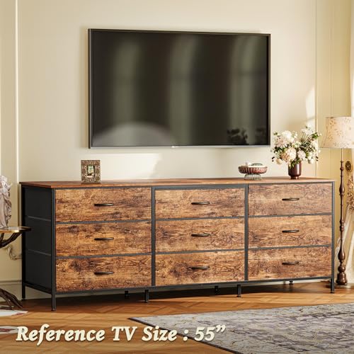 63 Inch Dresser for Bedroom, Dresser for Closet with 9 Fabric Drawers, view 6