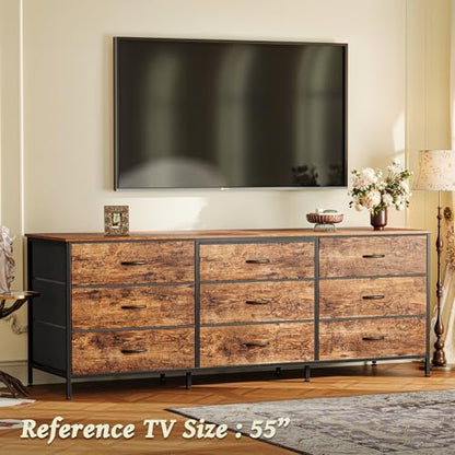 63 Inch Dresser for Bedroom, Dresser for Closet with 9 Fabric Drawers, view 6