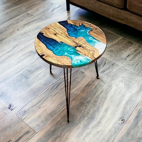 RESINHOMEFURNITURE Handcrafted Round Design Dining Table Coffee Table Living Room Table Kitchen Table Conference Table Wooden Table Console Table Patio Table (30 Inches Tall, 30 x 30 Inches)
