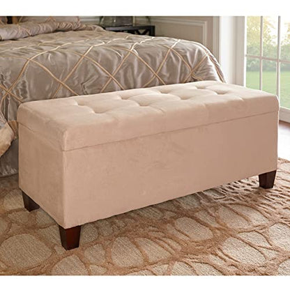 Carmen Shoe Storage Ottoman, 20" x 48" x 20", Beige