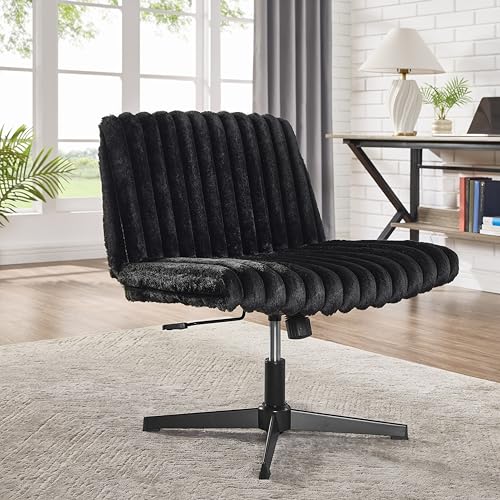 Black adjustable swivel criss cross vanity office chair, view 2
