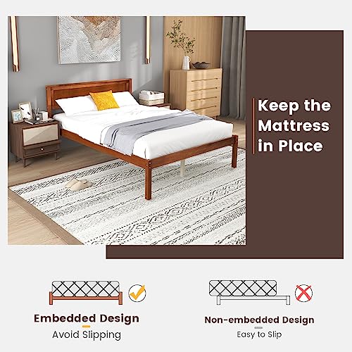 Full Size Wood Platform Bed Frame with Headboard, view 6