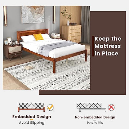Full Size Wood Platform Bed Frame with Headboard, view 6