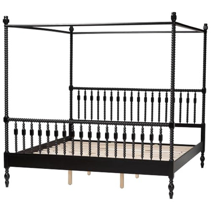 Callison Spindle Canopy Bed Frame with Headboard Black King, view 6
