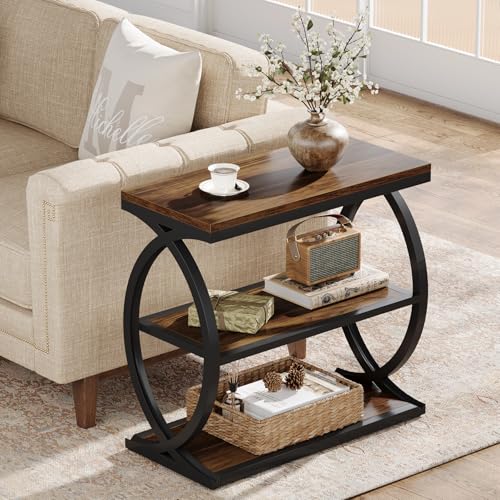 Tribesigns 3-Tier Narrow End Table Set of 2, Bedside Nightstand, Brown