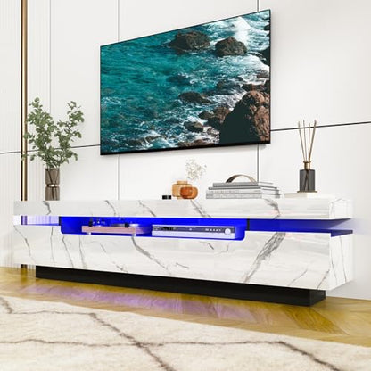 70IN White TV Stand for 75/80 inch TV, Modern LED TV Stand for Living Room, view 4