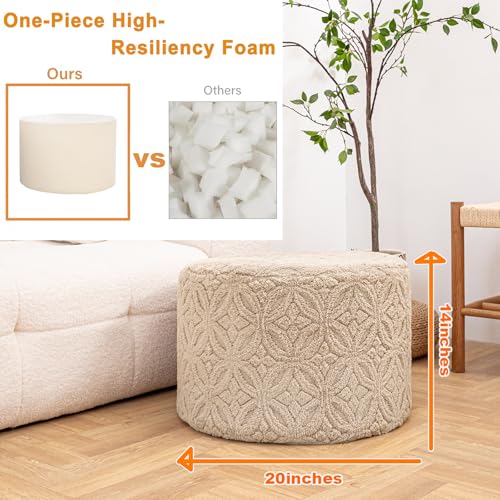 Plush Multi-Functional Ottoman Pouf, Light Coffee | Ergonomic Foot Rest, Space-Saving Design, Perfect Under Desks, Couches & Sofas