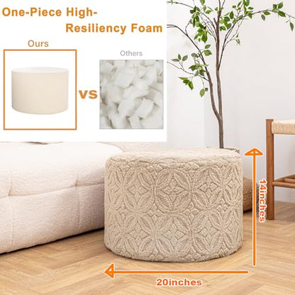Plush Multi-Functional Ottoman Pouf, Light Coffee | Ergonomic Foot Rest, Space-Saving Design, Perfect Under Desks, Couches & Sofas