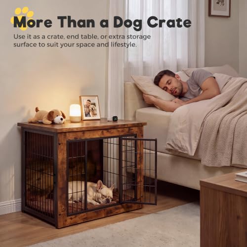 3-in-1 Wooden Dog Crate Furniture, Side Table & Kennel with Cushion, view 6