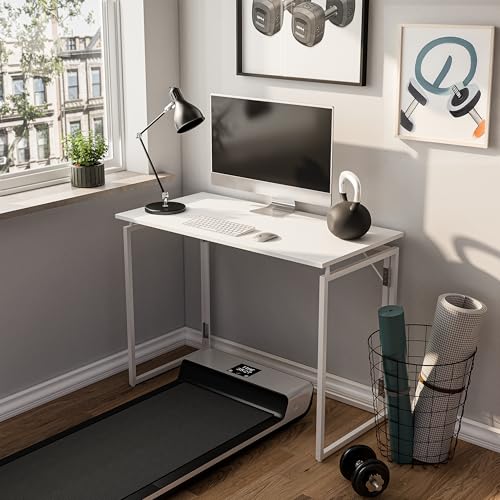 31.5" Folding Desk: No Assembly, Wood Top for Small Spaces, view 6