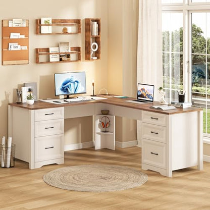 Farmhouse Home Office Desk with 6 Drawers, view 9