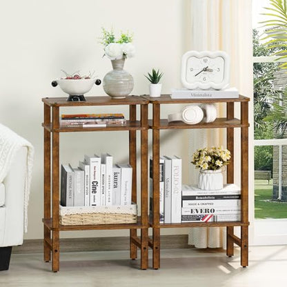 Industrial End Tables for Living Room, Brown, view 7
