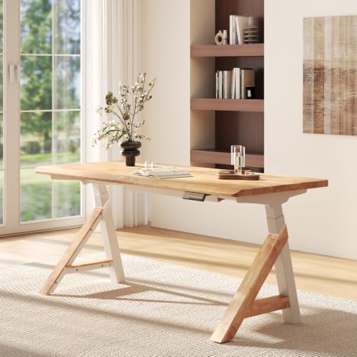 FLEXISPOT 63 x 30 Inch WoodiX Solid Wood Executive Standing Desk, Maple, view 2