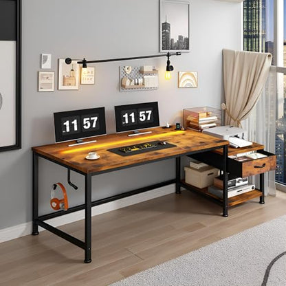 56"Computer Desk with Printer Shelf,Drawer & Hook for Home Office, view 8