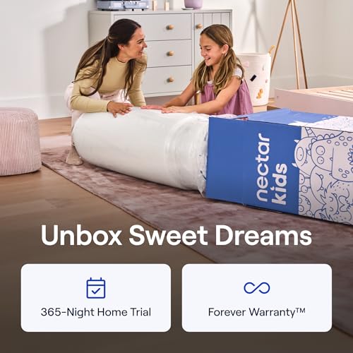 Nectar Kids Twin Mattress 8” - 2-Sided Design for Growing Children Ages 3-12+ - Pressure Relieving Memory Foam - Fiberglass Free Mattress in a Box