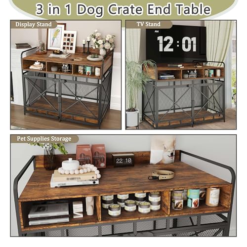 Dog Crate Furniture, 48" Heavy Duty Wooden Dog Crate End Table, view 3