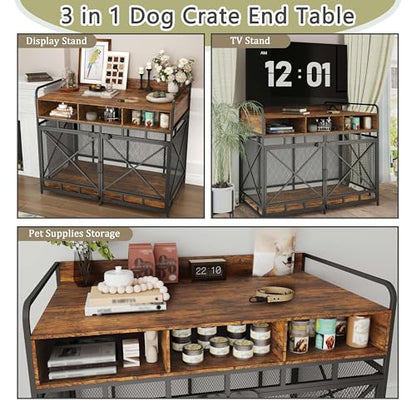 Dog Crate Furniture, 48" Heavy Duty Wooden Dog Crate End Table, view 3