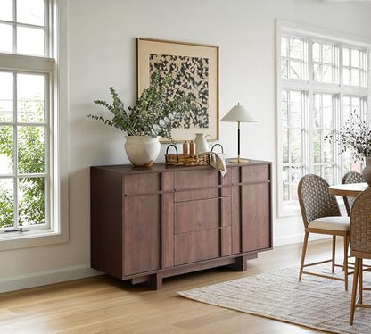 47.2" Buffet Cabinet with Storage, Skeleton Line Design, Walnut, view 7