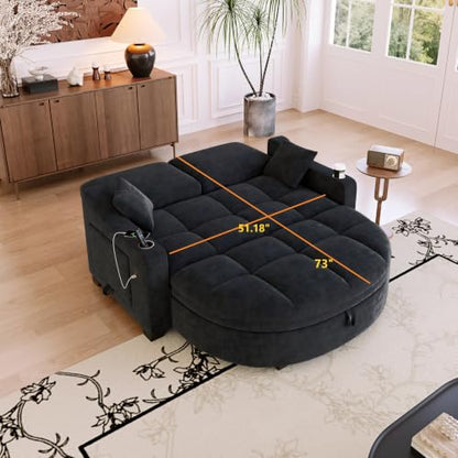 60" Loveseat Sofa Bed with Storage Ottoman and Plush Foam, view 4