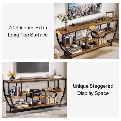Tribesigns TV Stand for Televisions up to 80 Inches, 70.9 Inches Entertainment Center with Storage Shelves, Wood TV Media Console Table Unit for Living Room, Bedroom, Rustic Brown