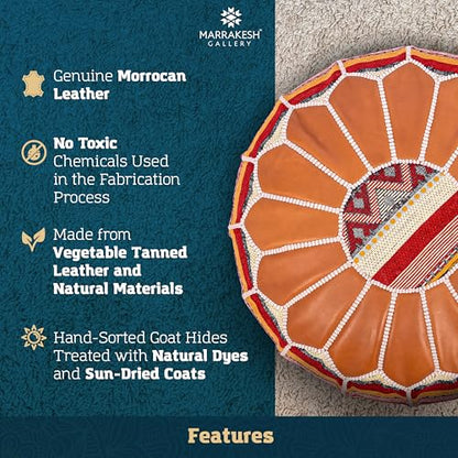 Bohemian Unstuffed Moroccan Pouf Ottoman, Round Ottoman Foot Rest, view 6