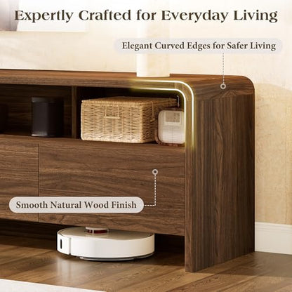 70" Modern Wood TV Stand with Curved Edge for TVs Up to 80", view 7