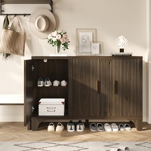 Mid Century Modern Fluted Buffet Cabinet with Storage, view 3