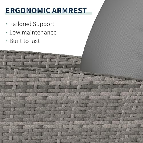 4-Piece Grey Waterproof PE Wicker Outdoor Sectional Sofa Set with Grey Cushions,All-Weather Patio Furniture for Balcony, Porch, Garden - UV-Resistant & Space-Saving Design