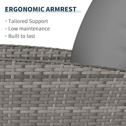 4-Piece Grey Waterproof PE Wicker Outdoor Sectional Sofa Set with Grey Cushions,All-Weather Patio Furniture for Balcony, Porch, Garden - UV-Resistant & Space-Saving Design
