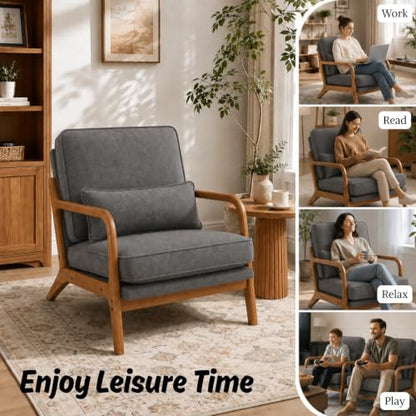Mid-Century Modern Accent Reading Chair, Grey, view 5