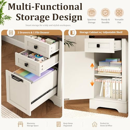 58'' Farmhouse Home Office Desk with Drawers, view 4